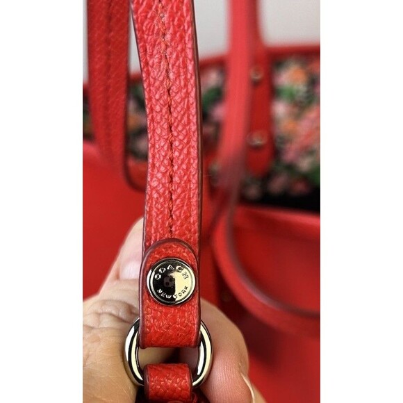 COACH F57669 Red REVERSIBLE CITY TOTE Attached WRISTLET Pouch Posey Floral - Picture 8 of 16